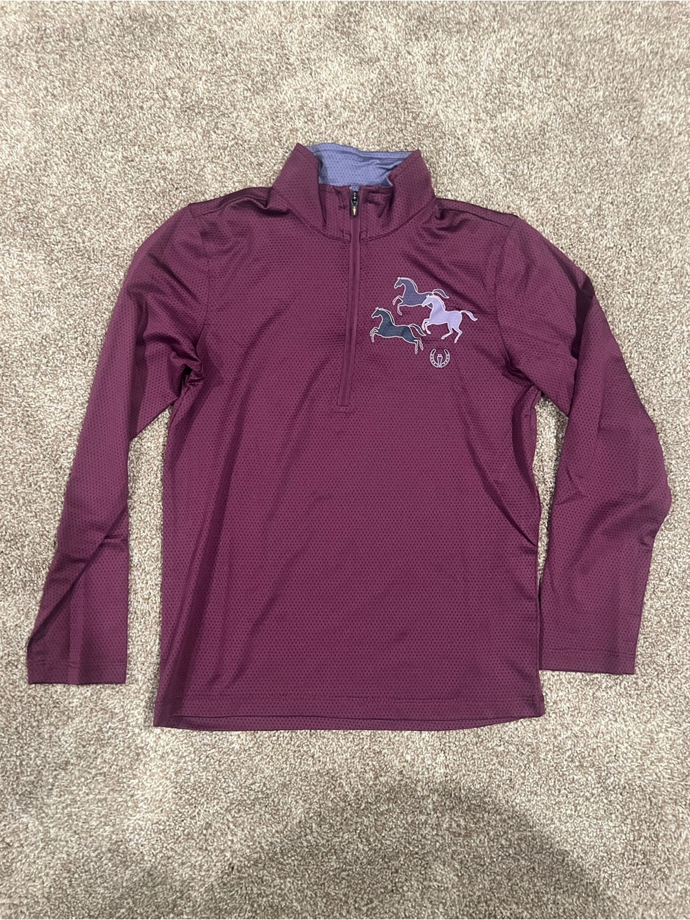 Kerrits Kids Burgundy Long Sleeve Shirt with Horse Graphic